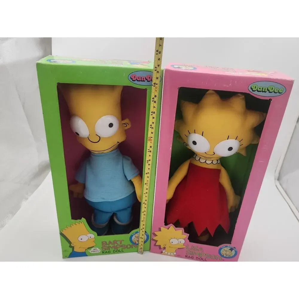 Vintage Bart Simpson & Lisa Simpson Rag Dolls Dan Dee Plush Figure The Simpsons